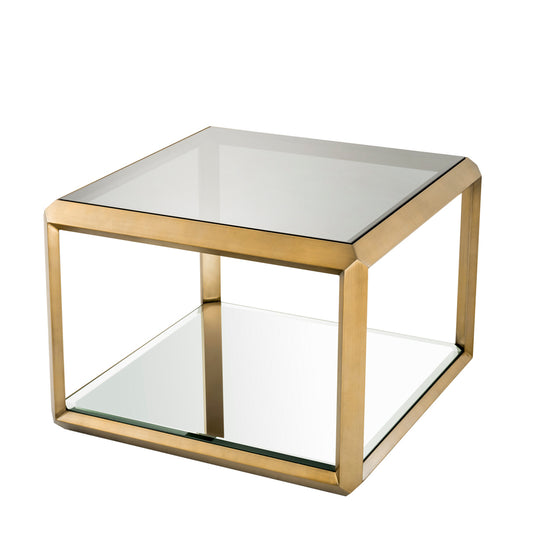 Brass Glass Box Side Table Callum | Cabothousefurniture.com