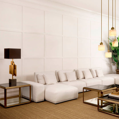 Brass Glass Box Side Table Callum | Cabothousefurniture.com