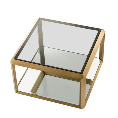 Brass Glass Box Side Table Callum | Cabothousefurniture.com