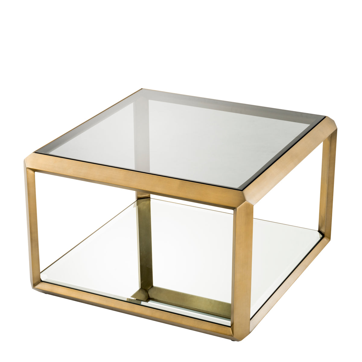 Brass Glass Box Side Table Callum | Cabothousefurniture.com