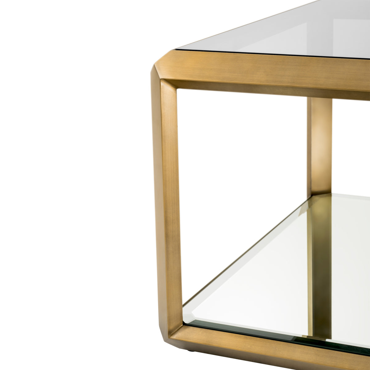 Brass Glass Box Side Table Callum | Cabothousefurniture.com