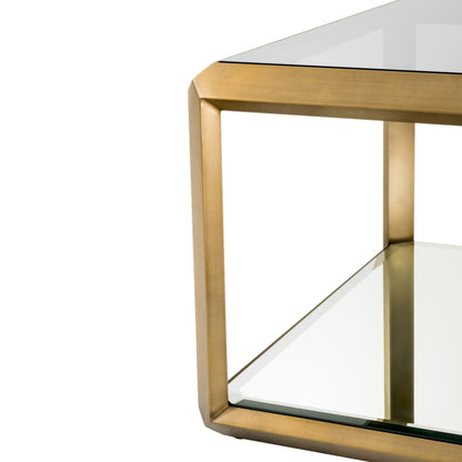 Brass Glass Box Side Table Callum | Cabothousefurniture.com