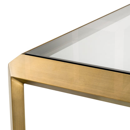 Brass Glass Box Side Table Callum | Cabothousefurniture.com