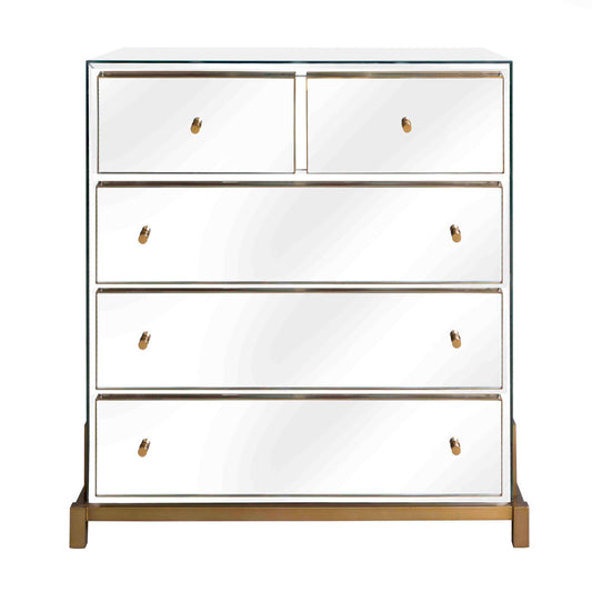 5 Drawer Mirror Glass Dresser Clarington | Cabothousefurniture.com