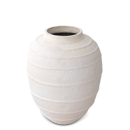 White Handmade Clay Vase Romane | Cabothousefurniture.com