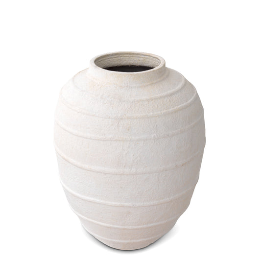 White Handmade Clay Vase Romane | Cabothousefurniture.com