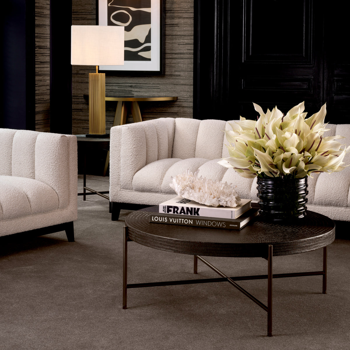Round Gunmetal Coffee Table Nikos | Cabothousefurniture.com