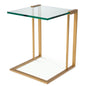 L-Shaped Glass Side Table Perry | Cabothousefurniture.com