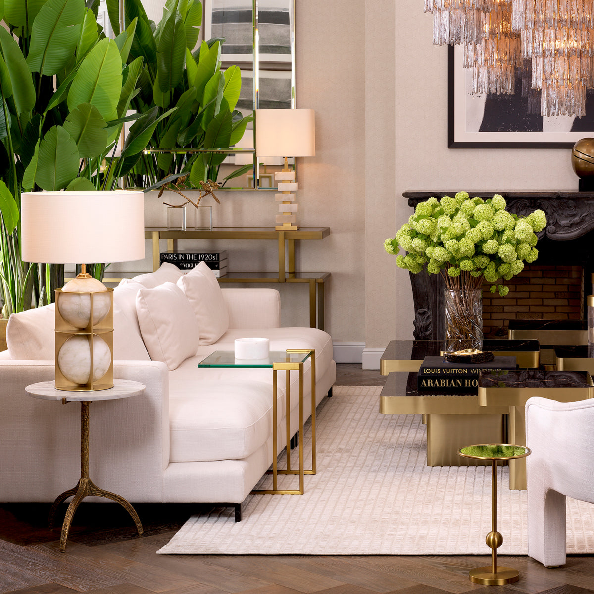 L-Shaped Glass Side Table Perry | Cabothousefurniture.com