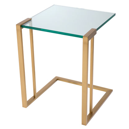 L-Shaped Glass Side Table Perry | Cabothousefurniture.com