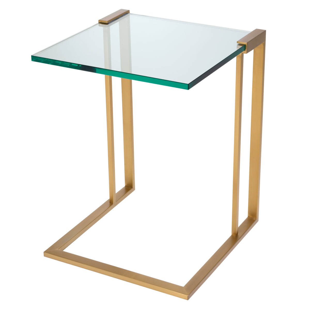 L-Shaped Glass Side Table Perry | Cabothousefurniture.com