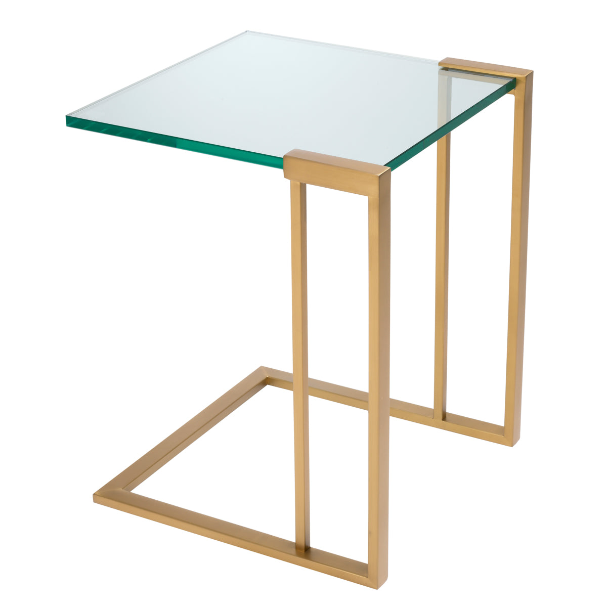L-Shaped Glass Side Table Perry | Cabothousefurniture.com