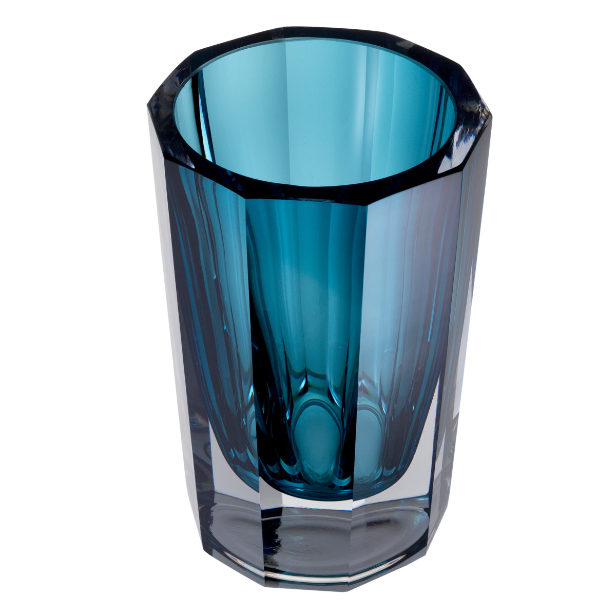 Blue Octagonal Glass Vase Chavez | Cabothousefurniture.com
