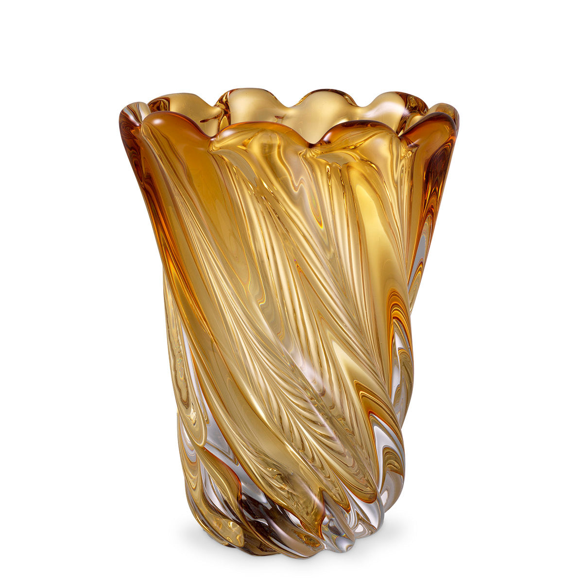 Yellow Swirling Glass Vase Contessa - S | Cabothousefurniture.com
