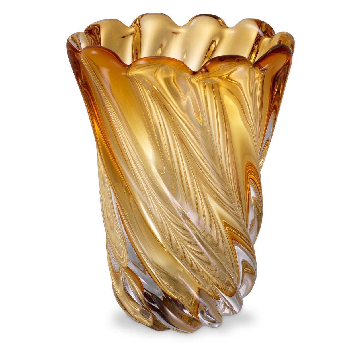 Yellow Swirling Glass Vase Contessa - S | Cabothousefurniture.com