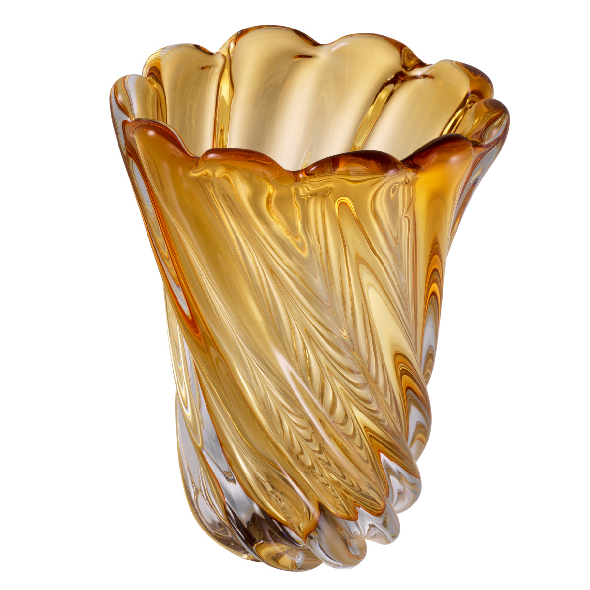 Yellow Swirling Glass Vase Contessa - S | Cabothousefurniture.com