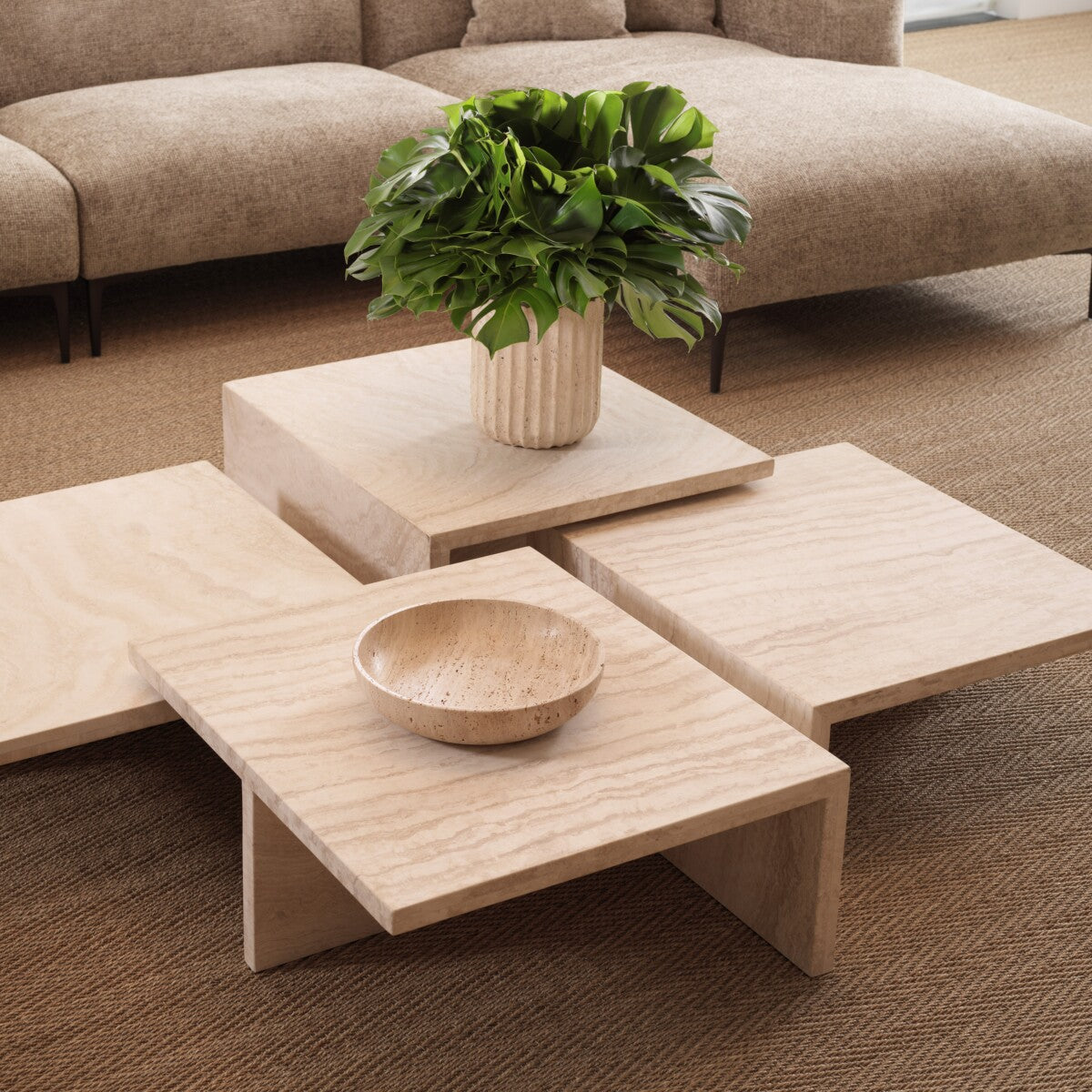 Minimalist Travertine Coffee Table Amara