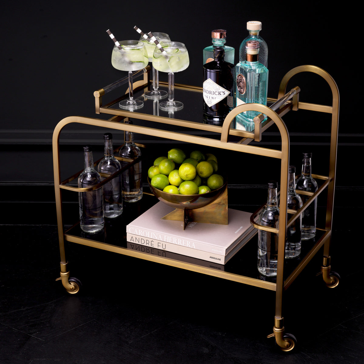 Brushed Brass Trolley Montreuil | Cabothousefurniture.com