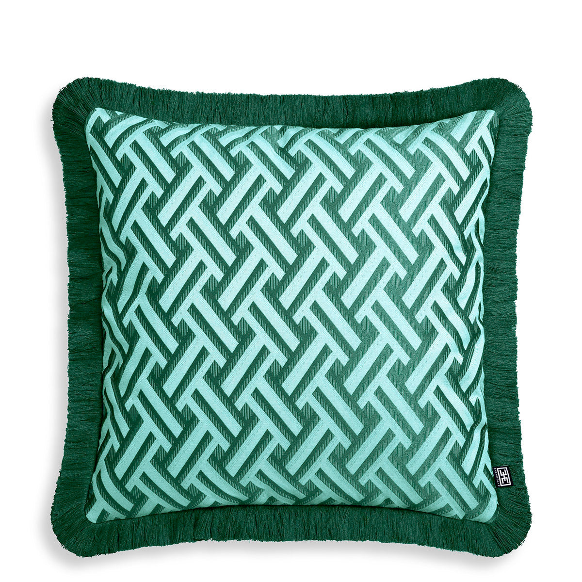 Green Fringed Cushion S Doris | Cabothousefurniture.com