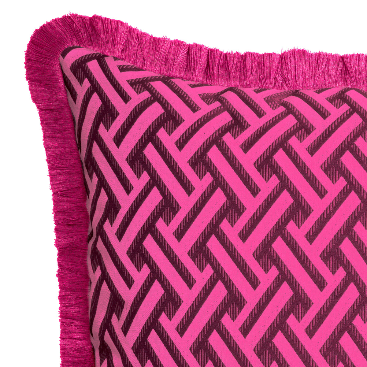 Dark Pink Fringed Cushion Doris | Cabothousefurniture.com