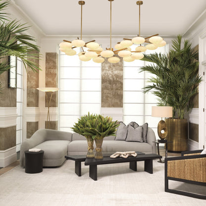 Elliptical White Glass Chandelier Evergreen