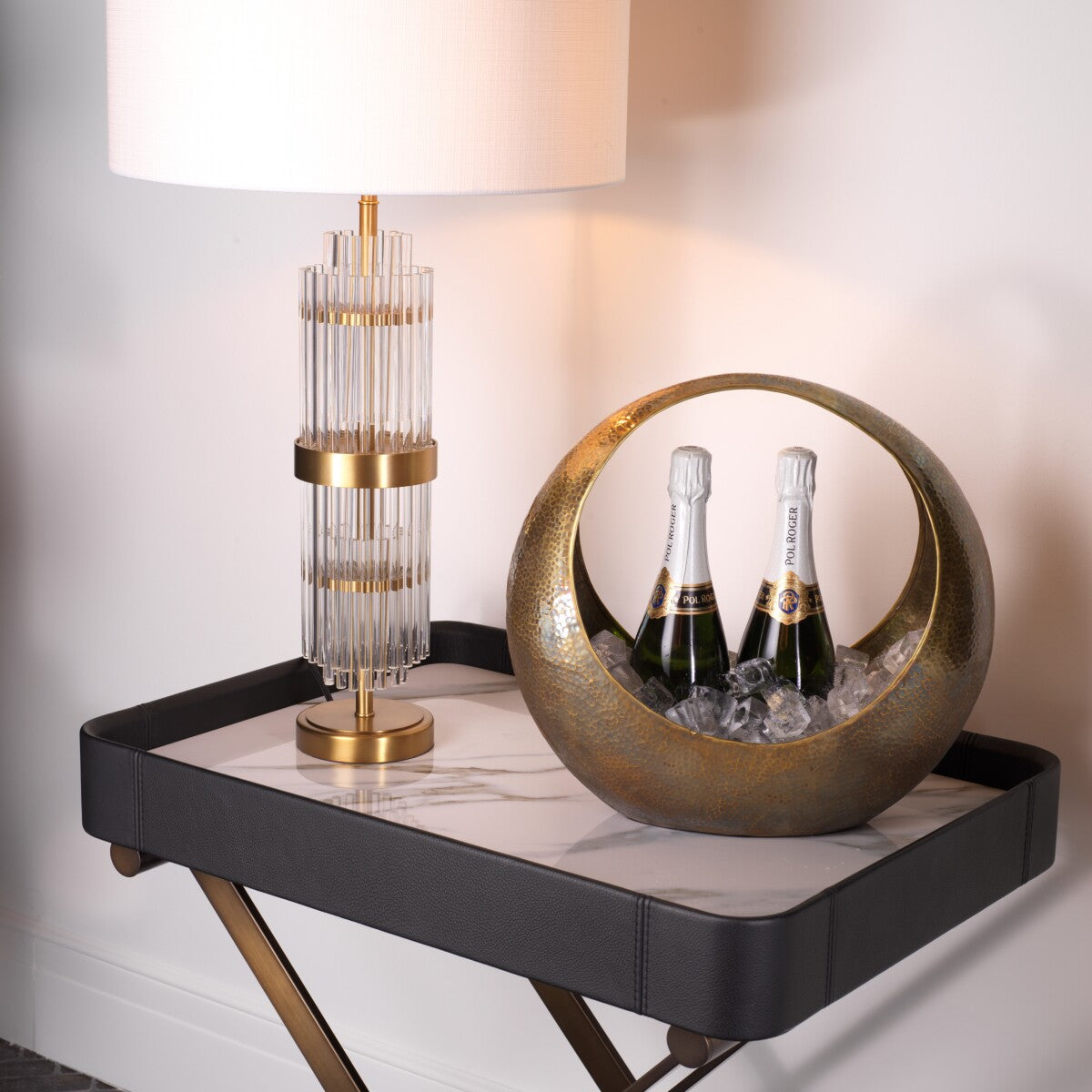 Circular Brass Wine Cooler Leung | Cabothousefurniture.com