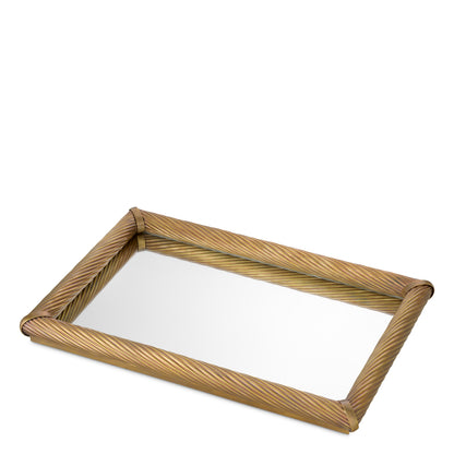 Vintage Brass Rectangular Tray Salvi | Cabothousefurniture.com