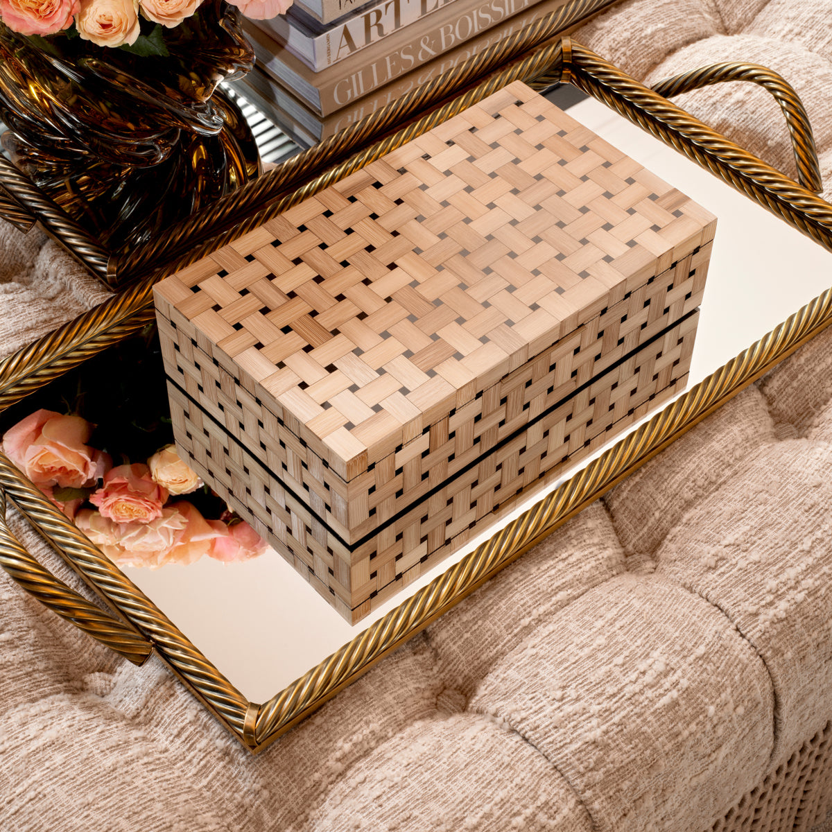 Vintage Brass Rectangular Tray Salvi | Cabothousefurniture.com