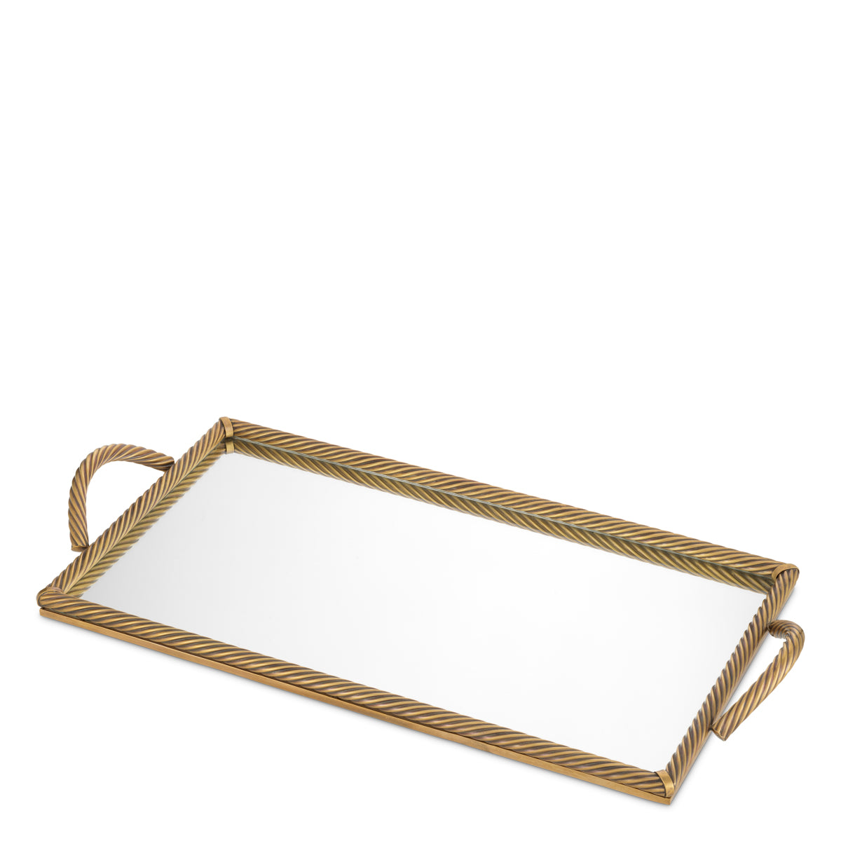 Vintage Brass Rectangular Tray Salvi | Cabothousefurniture.com