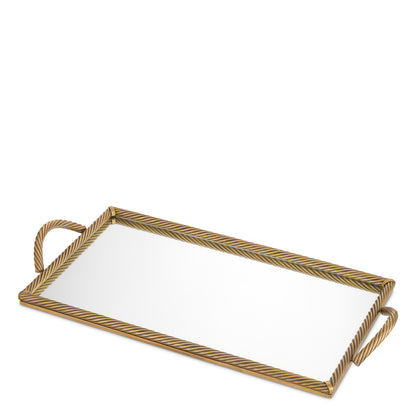 Vintage Brass Rectangular Tray Salvi | Cabothousefurniture.com