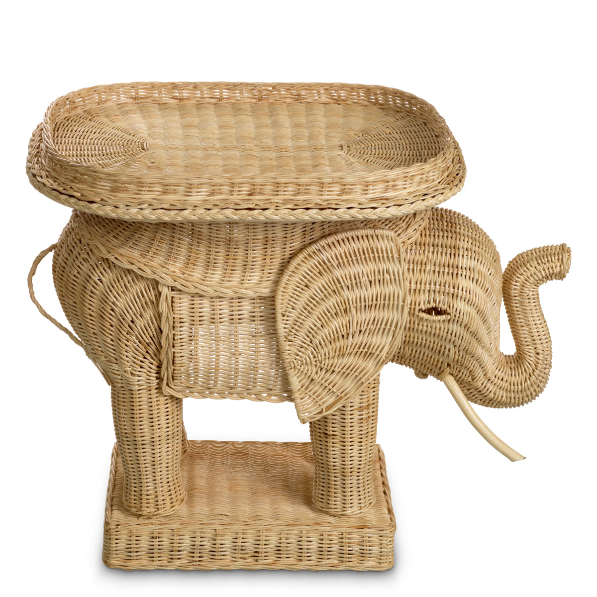 Rattan Sculptural Side Table Elephant
