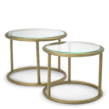Brass Round Side Tables (2) Addison | Cabothousefurniture.com