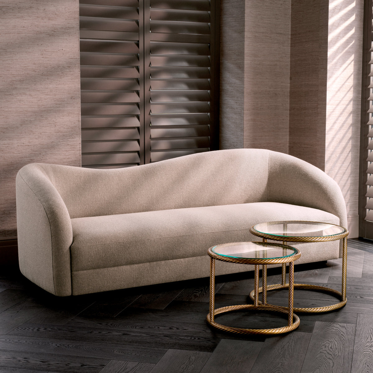 Brass Round Side Tables (2) Addison | Cabothousefurniture.com