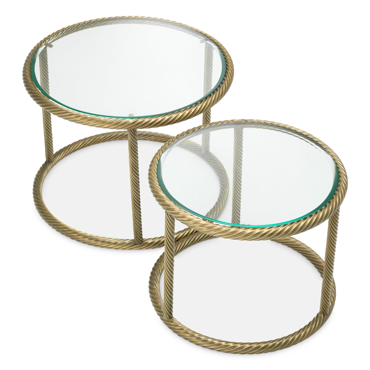 Brass Round Side Tables (2) Addison | Cabothousefurniture.com