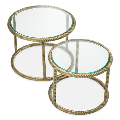 Brass Round Side Tables (2) Addison | Cabothousefurniture.com