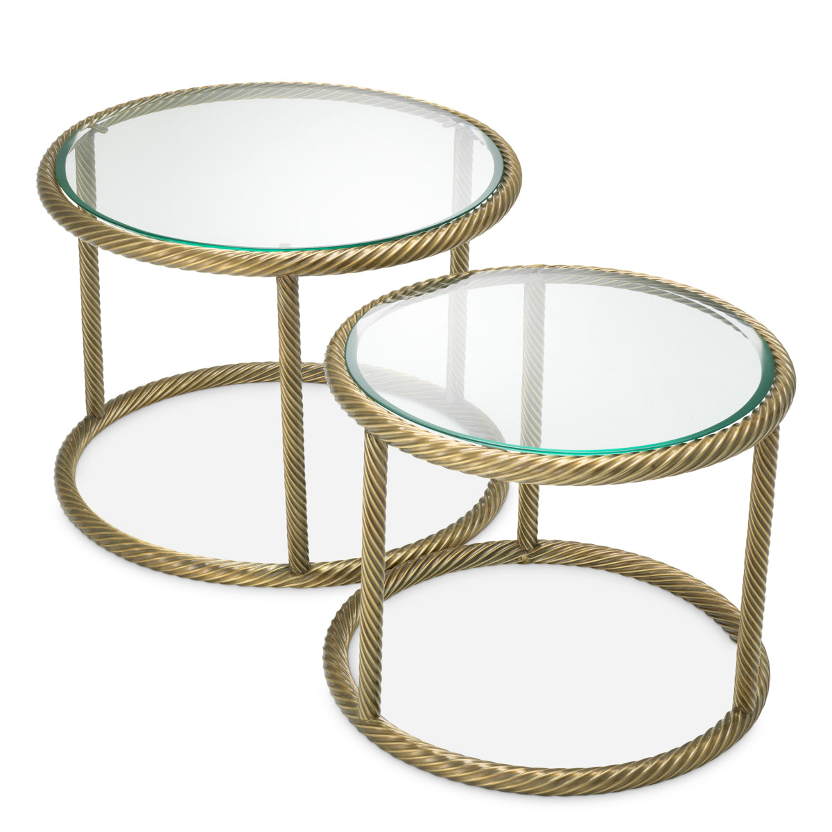 Brass Round Side Tables (2) Addison | Cabothousefurniture.com