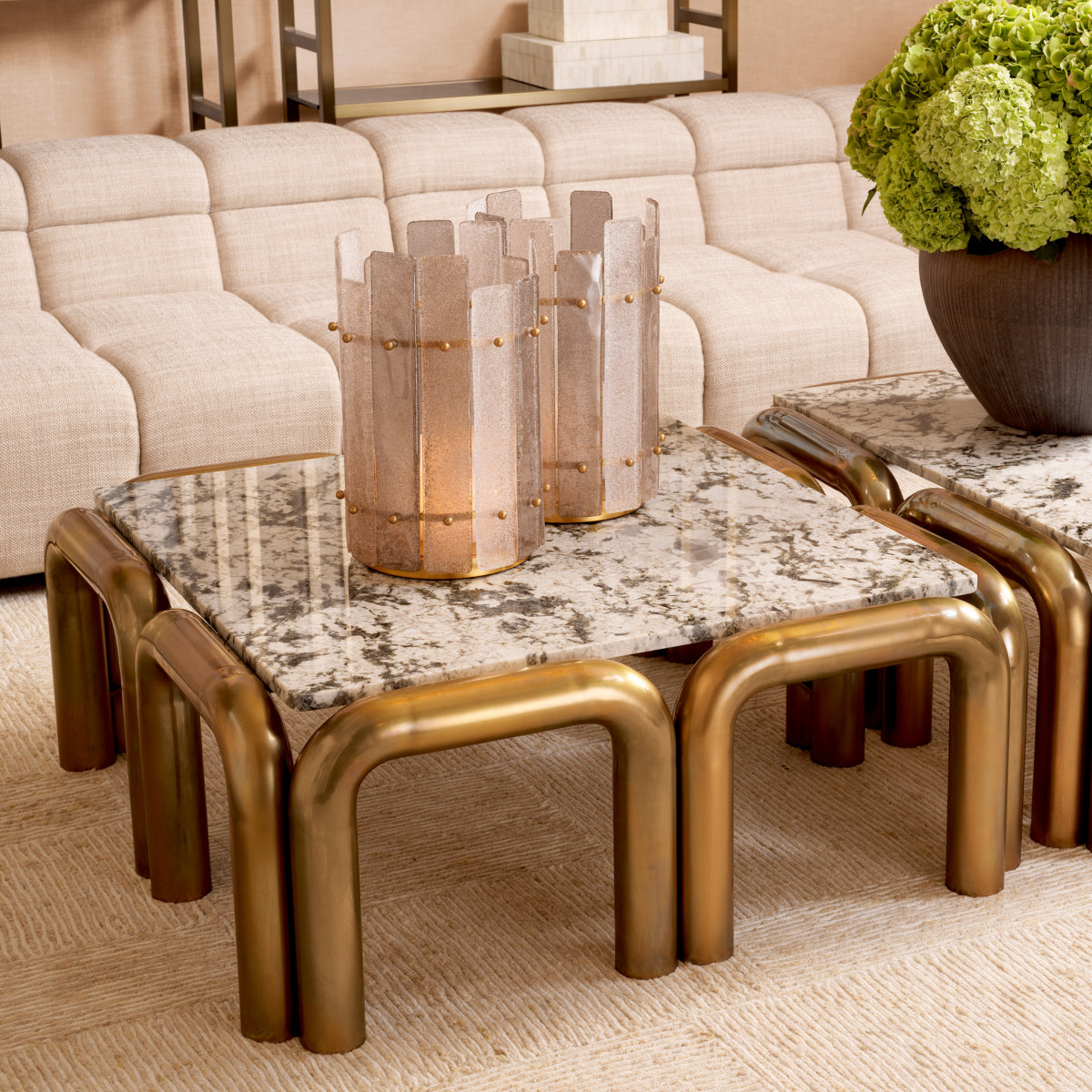 Brass Leg Coffee Table Sunwood | Cabothousefurniture.com