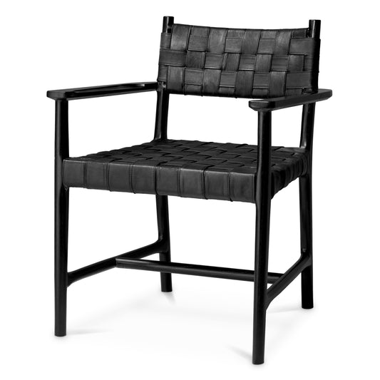 Woven Leather Dining Armchair Tiberio