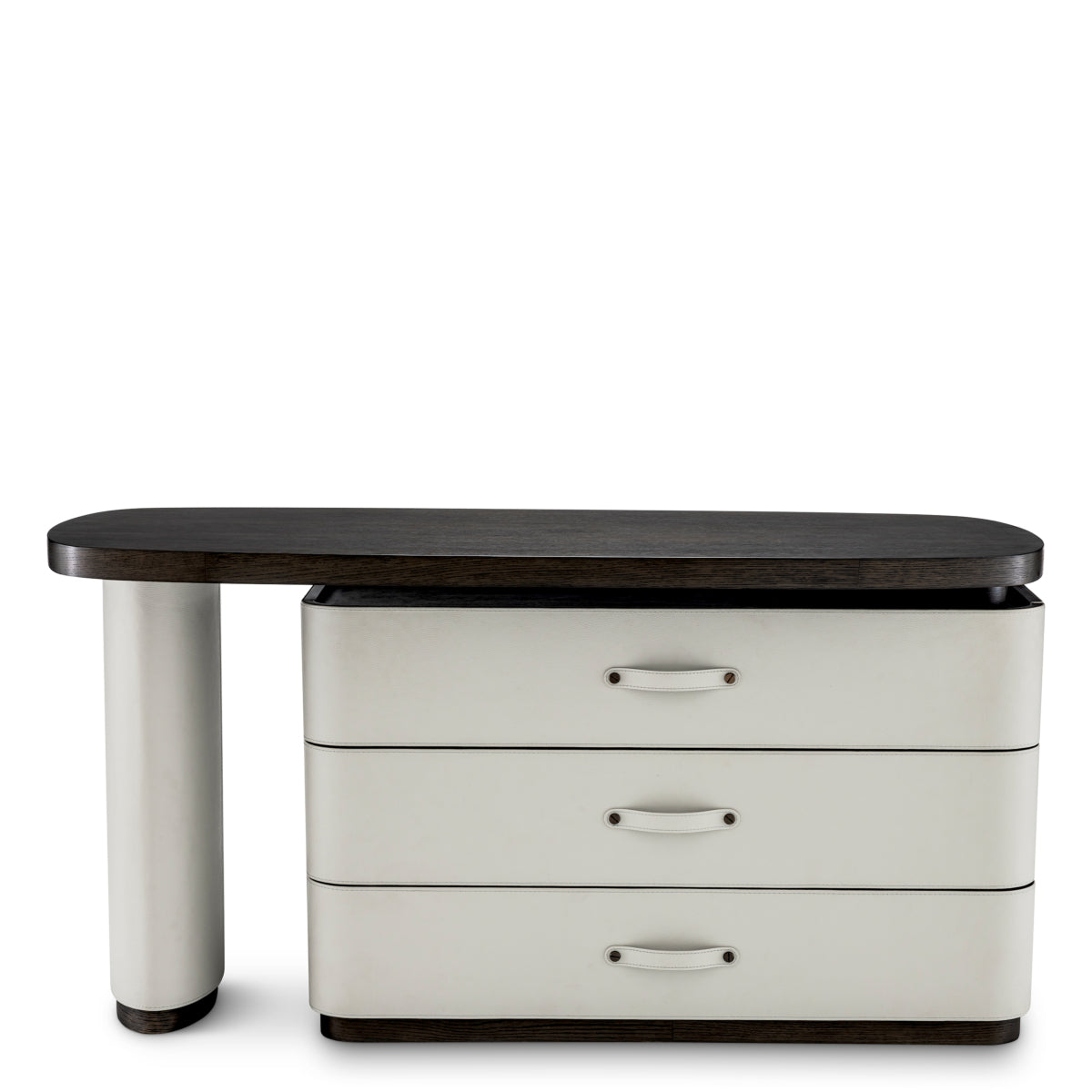 Gray Leather Rotating Desk Numana | Cabothousefurniture.com