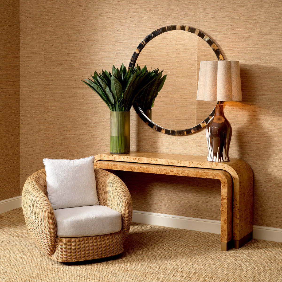 Curved Natural Rattan Chair Rafael | Cabothousefurniture.com