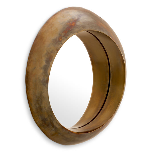 Vintage Brass Round Mirror Velino