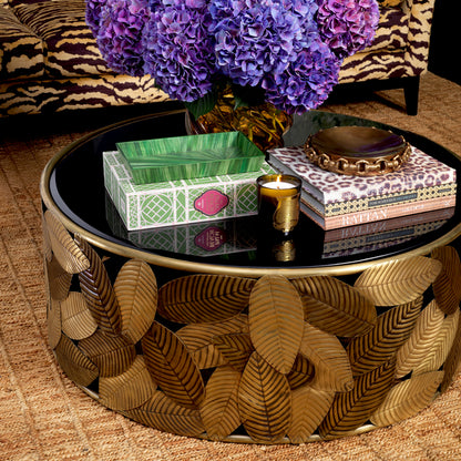Black Glass Coffee Table Botanico | Cabothousefurniture.com