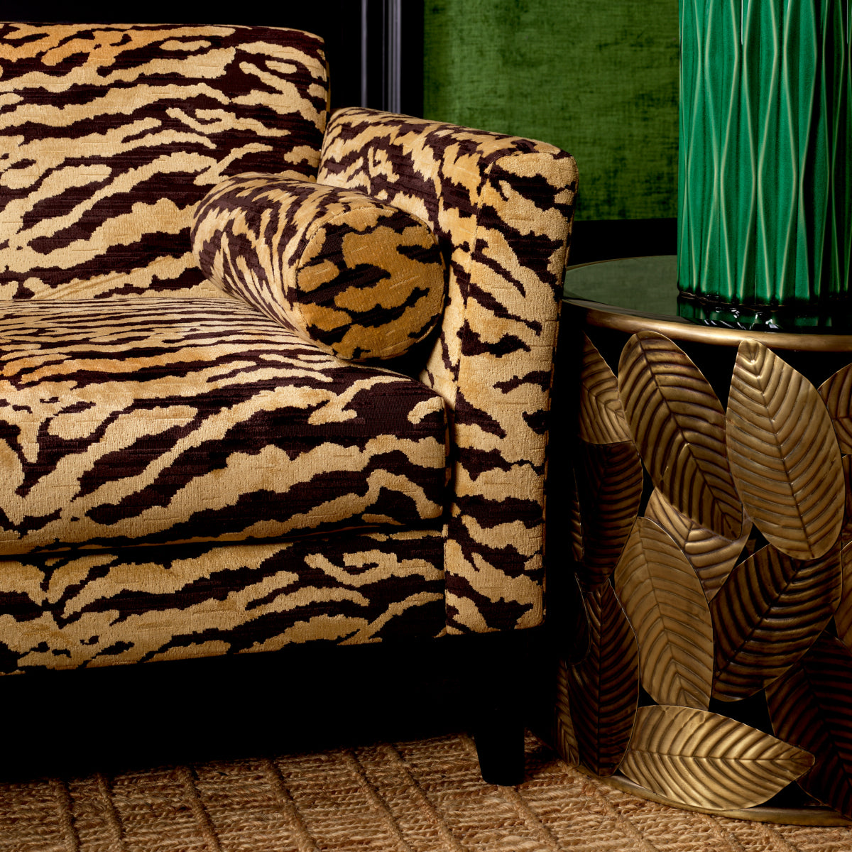 Black Glass Side Table Botanico | Cabothousefurniture.com