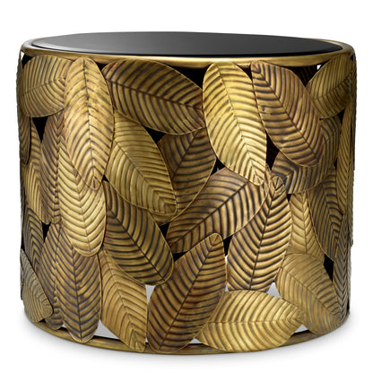 Black Glass Side Table Botanico | Cabothousefurniture.com