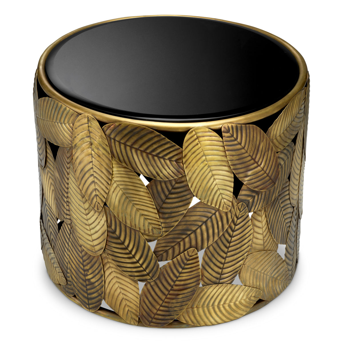 Black Glass Side Table Botanico | Cabothousefurniture.com