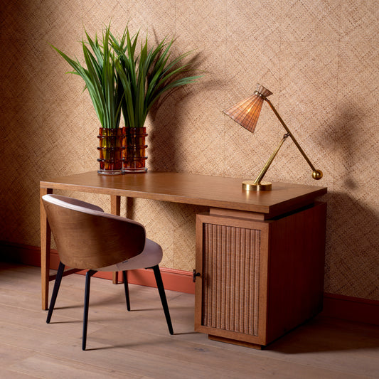 Rattan Door Wooden Desk Borchard | Cabothousefurniture.com