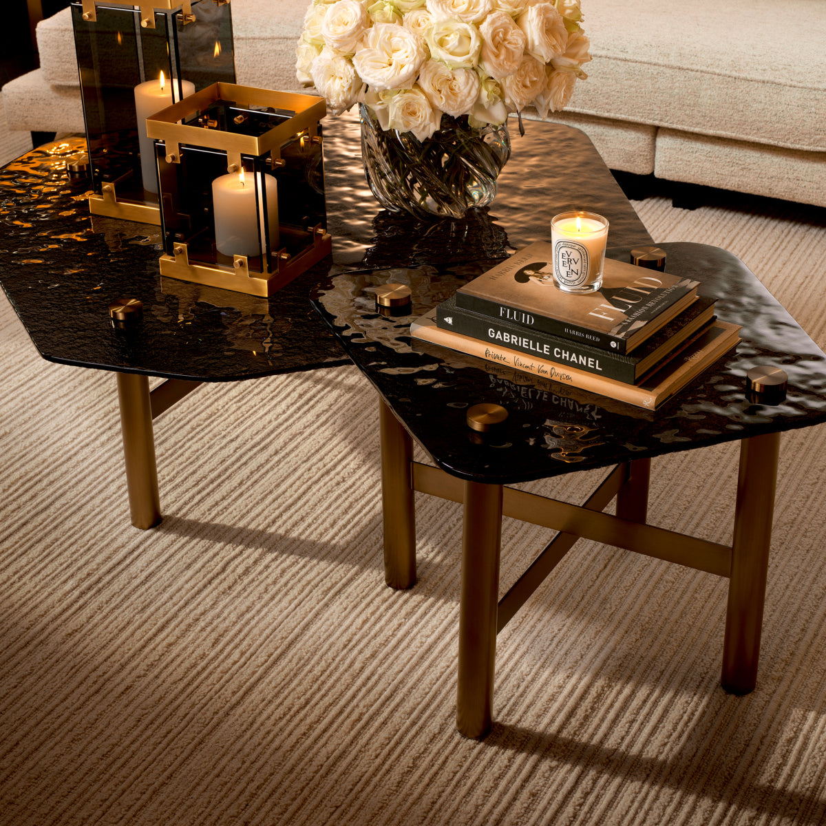 Black Glass Coffee Table Cortes | Cabothousefurniture.com