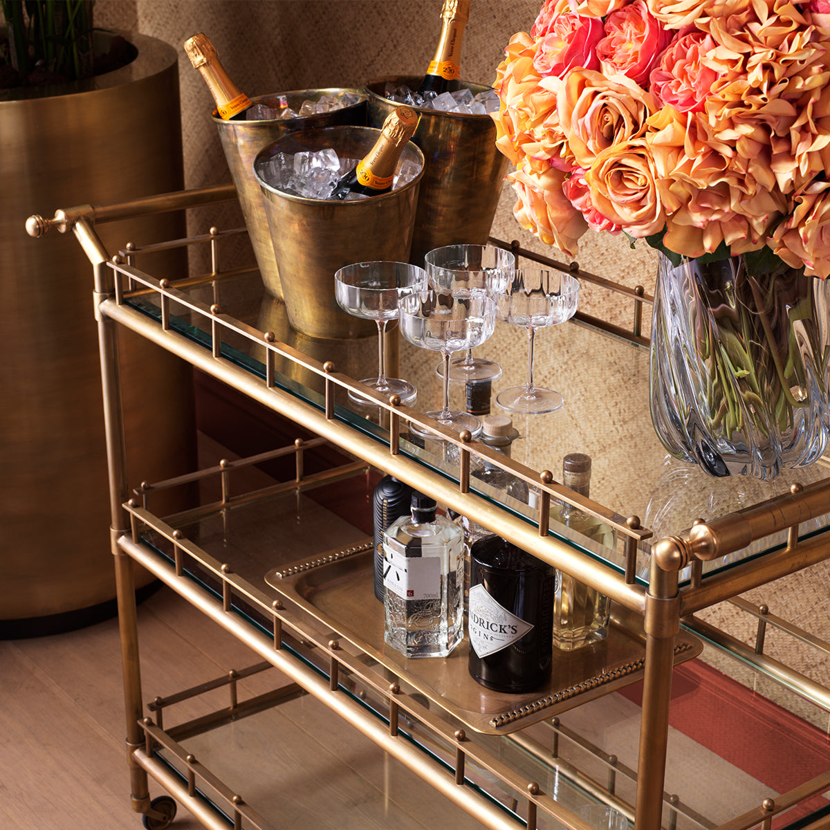 Vintage Brass Trolley Scarlett | Cabothousefurniture.com