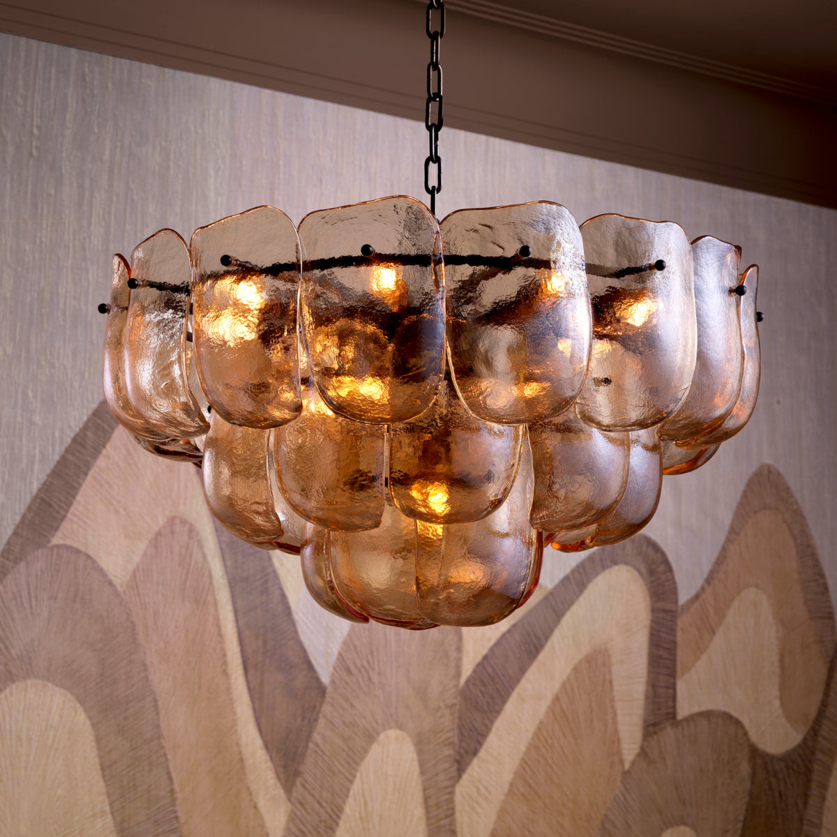 Thick Glass Metal Chandelier Gustave | Cabothousefurniture.com