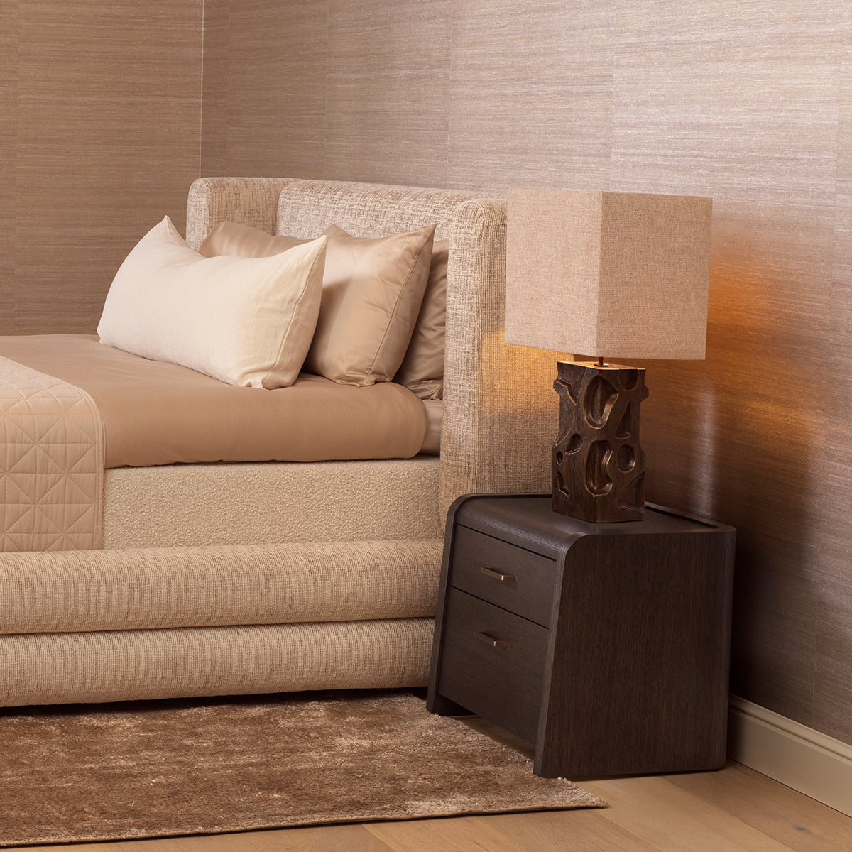 Oak 2-Drawer Nightstand Joane